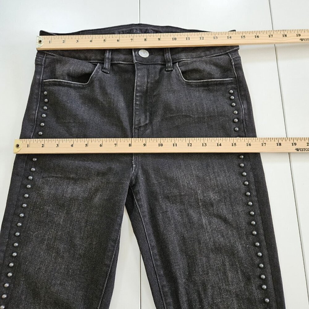 American Eagle Jean Womens US 8 Black High Rise Jeggings Stretch Studs Punk Goth - Picture 4 of 16